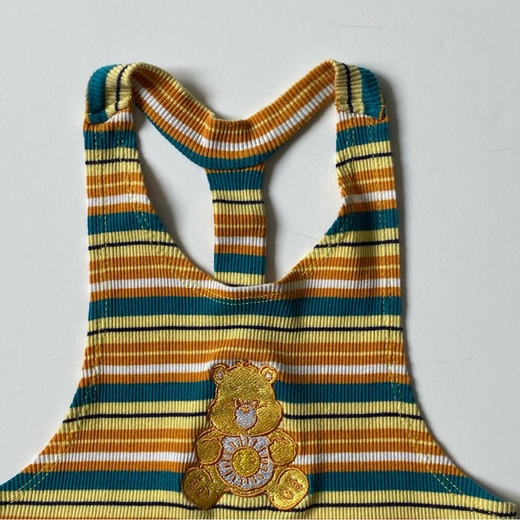Care Bears Size Small 6 7 Funshine Bear Orange Green Tank Top Stripes Girls EUC - Picture 3 of 16